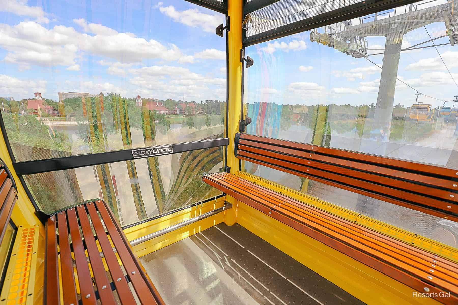 the interior of the Disney Skyliner