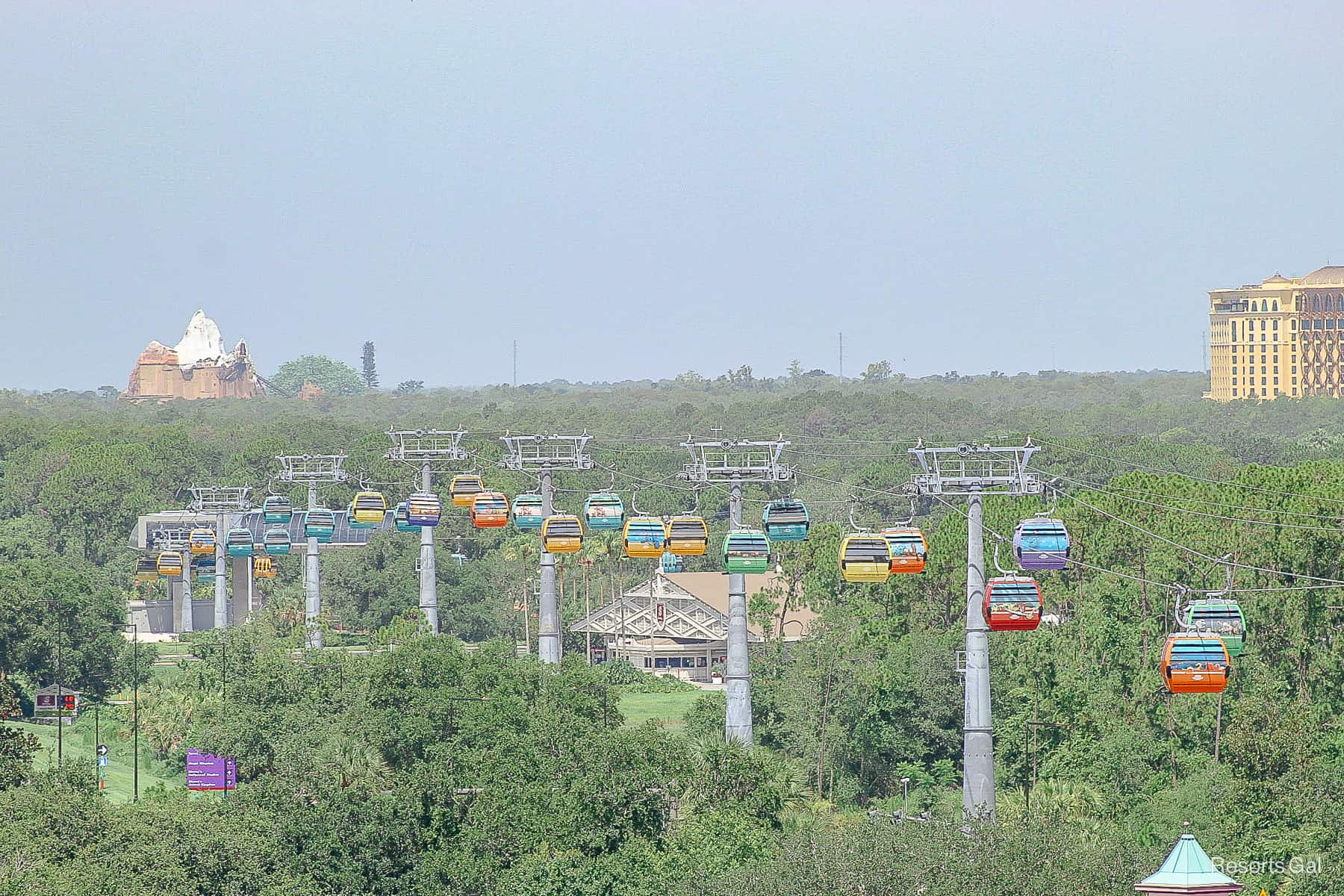 a zoom view of the Skyliner as it travels down Buena Vista 