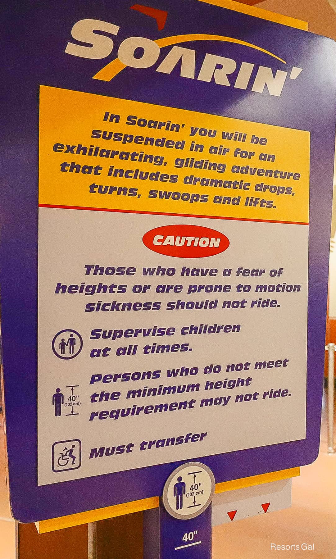 Soarin' Across America Height Requirement and Ride Warning