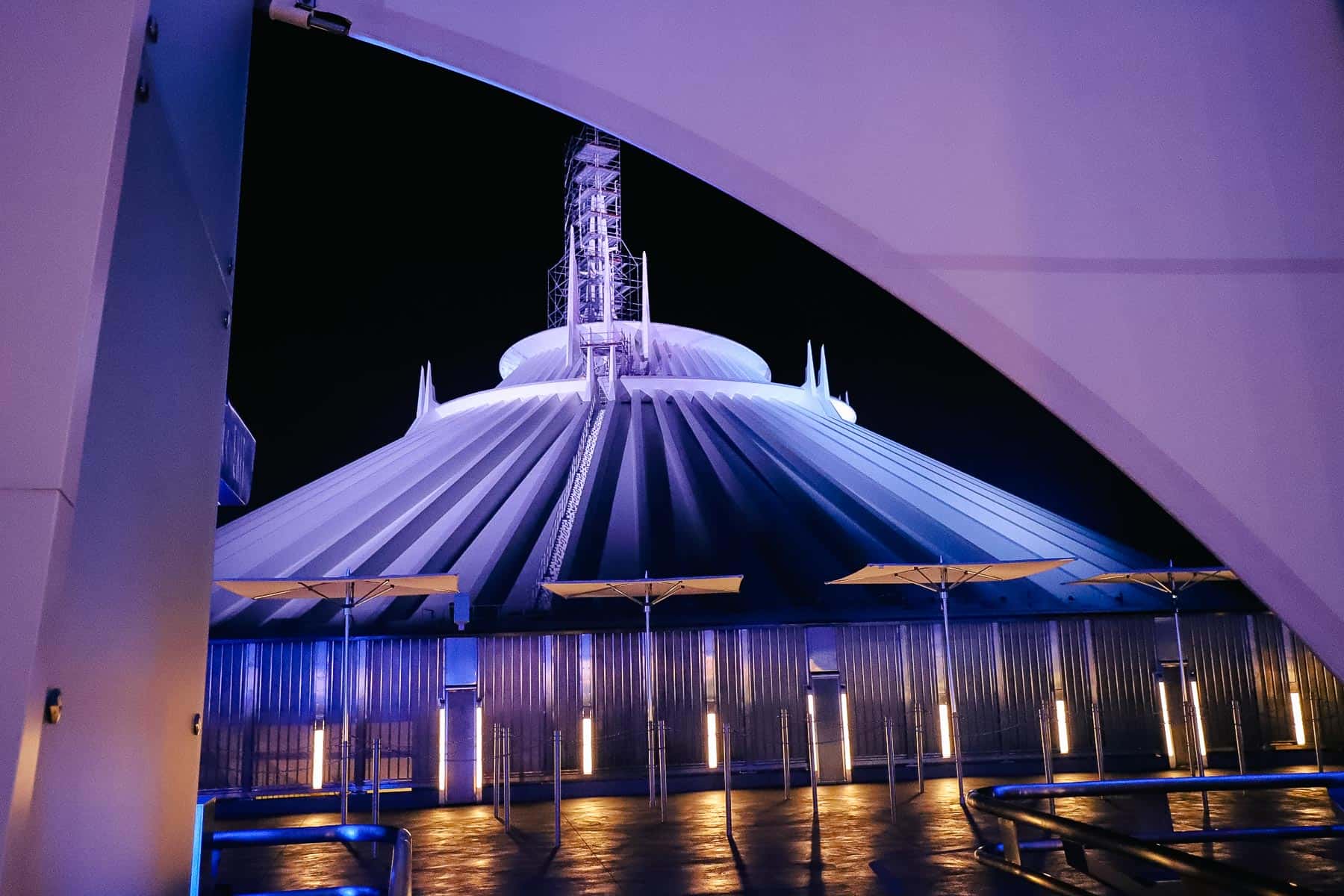 Space Mountain at night from the Tron platform