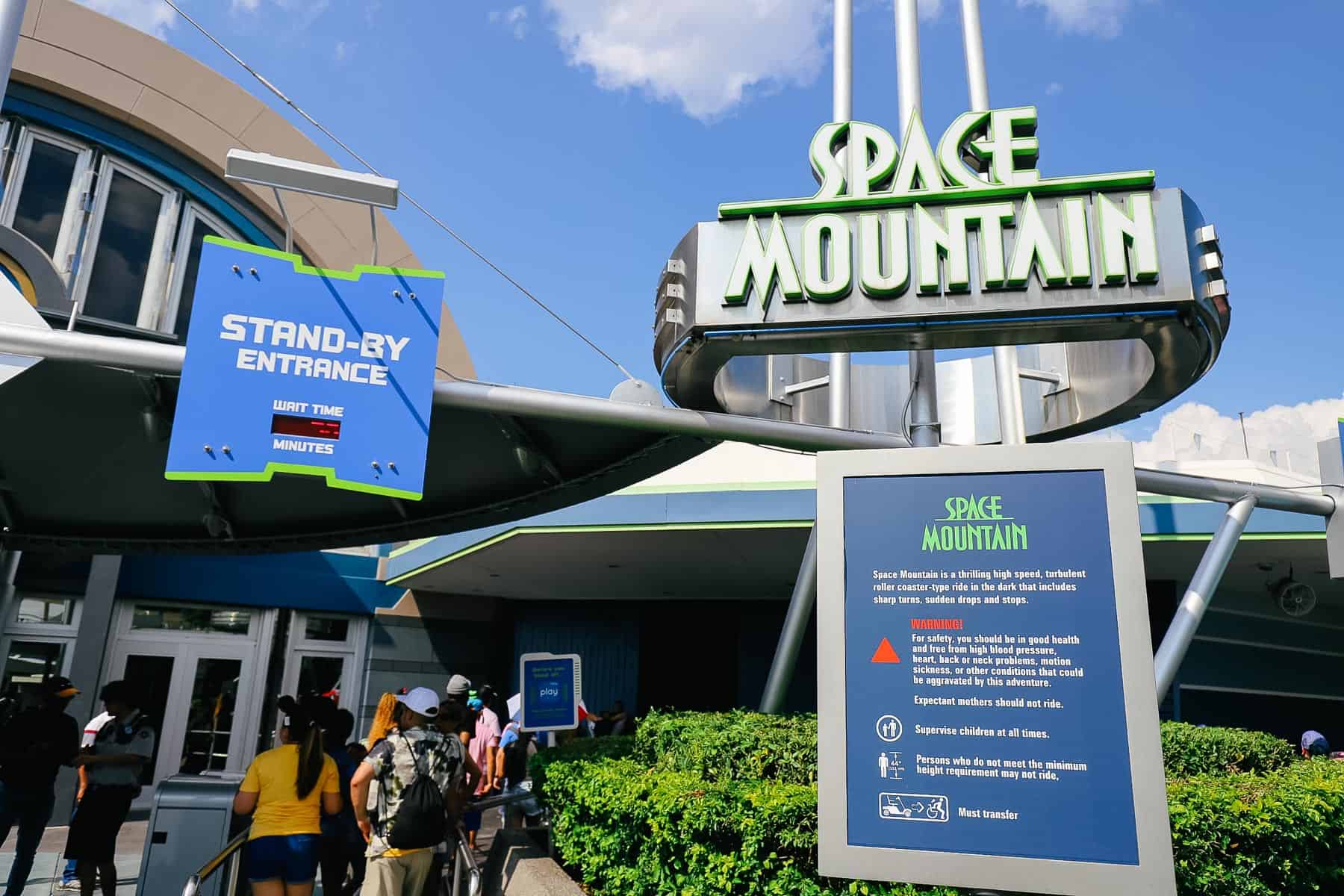 posted ride guidelines for Space Mountain at Magic Kingdom 