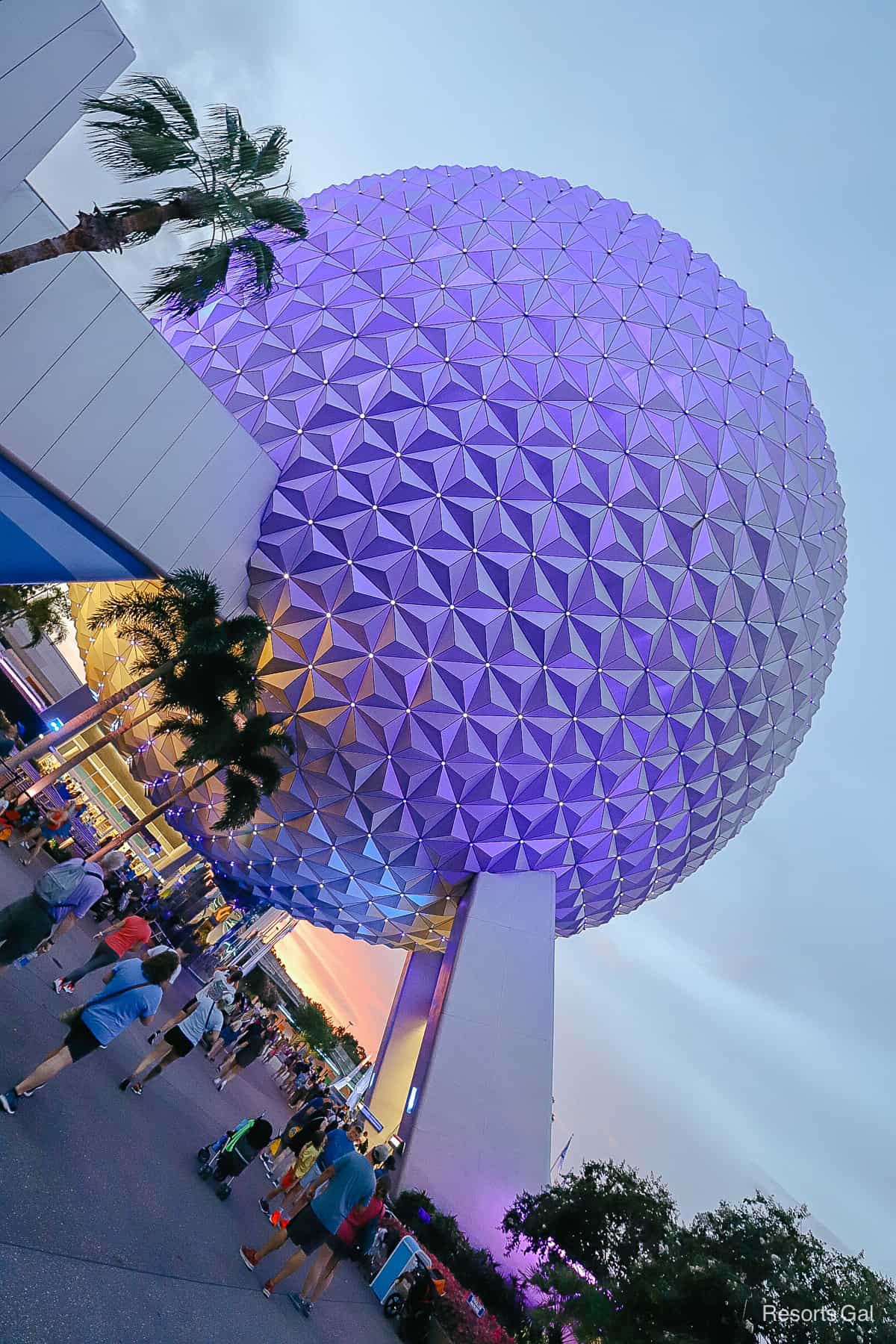 a pretty picture of Spaceship Earth with purple tones 