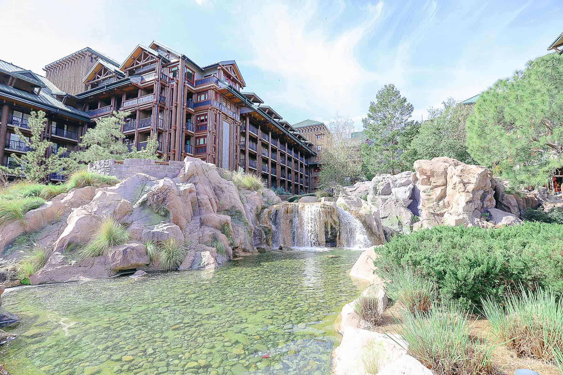 a view of Copper Creek Falls at Disney's Wilderness Lodge 