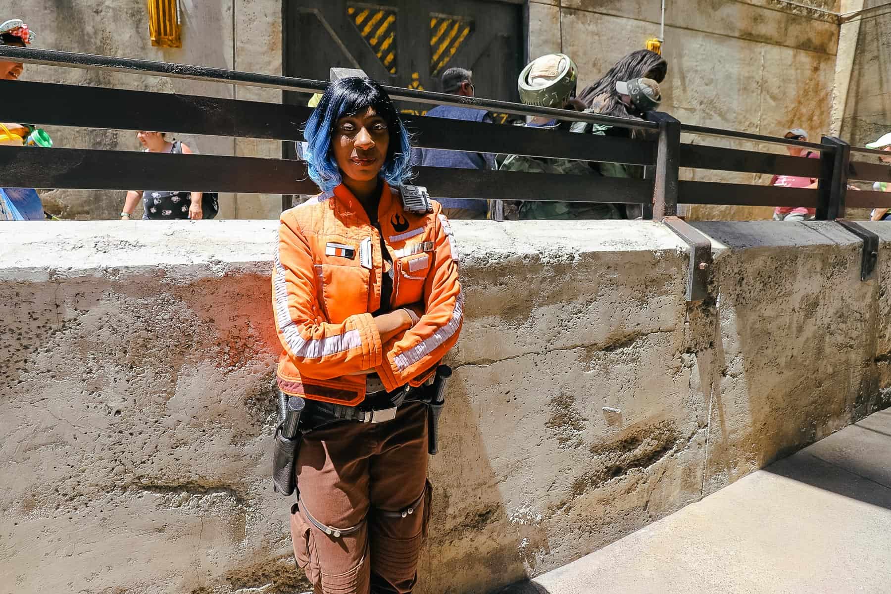 Vi Moradi poses for a photo in Galaxy's Edge. 