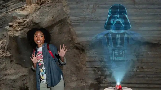 a photopass offering with a Darth Vader Holocron projection