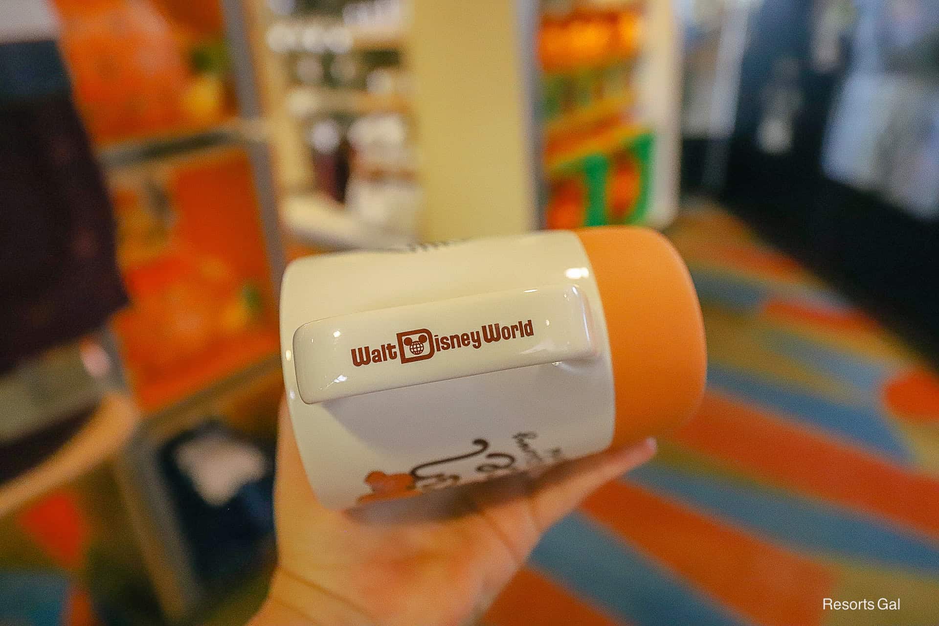 Walt Disney World logo on the Pumpkin Spice mug handle