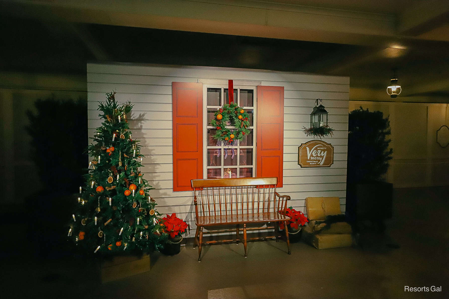 festive house scene with window photo opp in Liberty Square