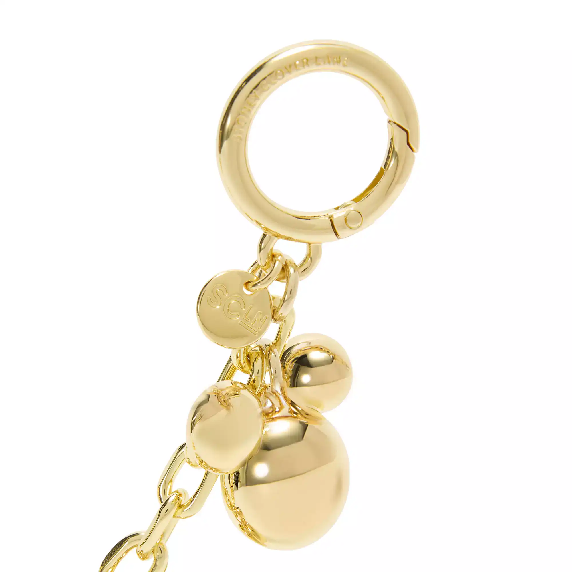 the clasp on the Mickey Mouse icon bag charm with the Stoney Clover Lane logo 