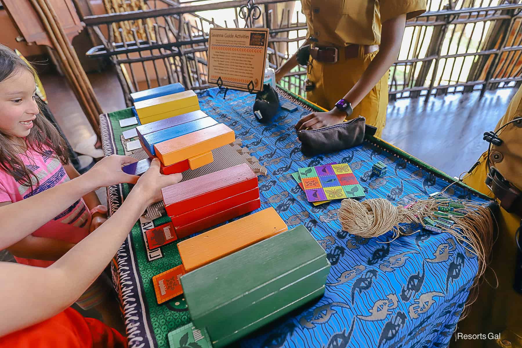 a block game that's part of String of Memories recreational activity at Disney's Animal Kingdom Lodge 