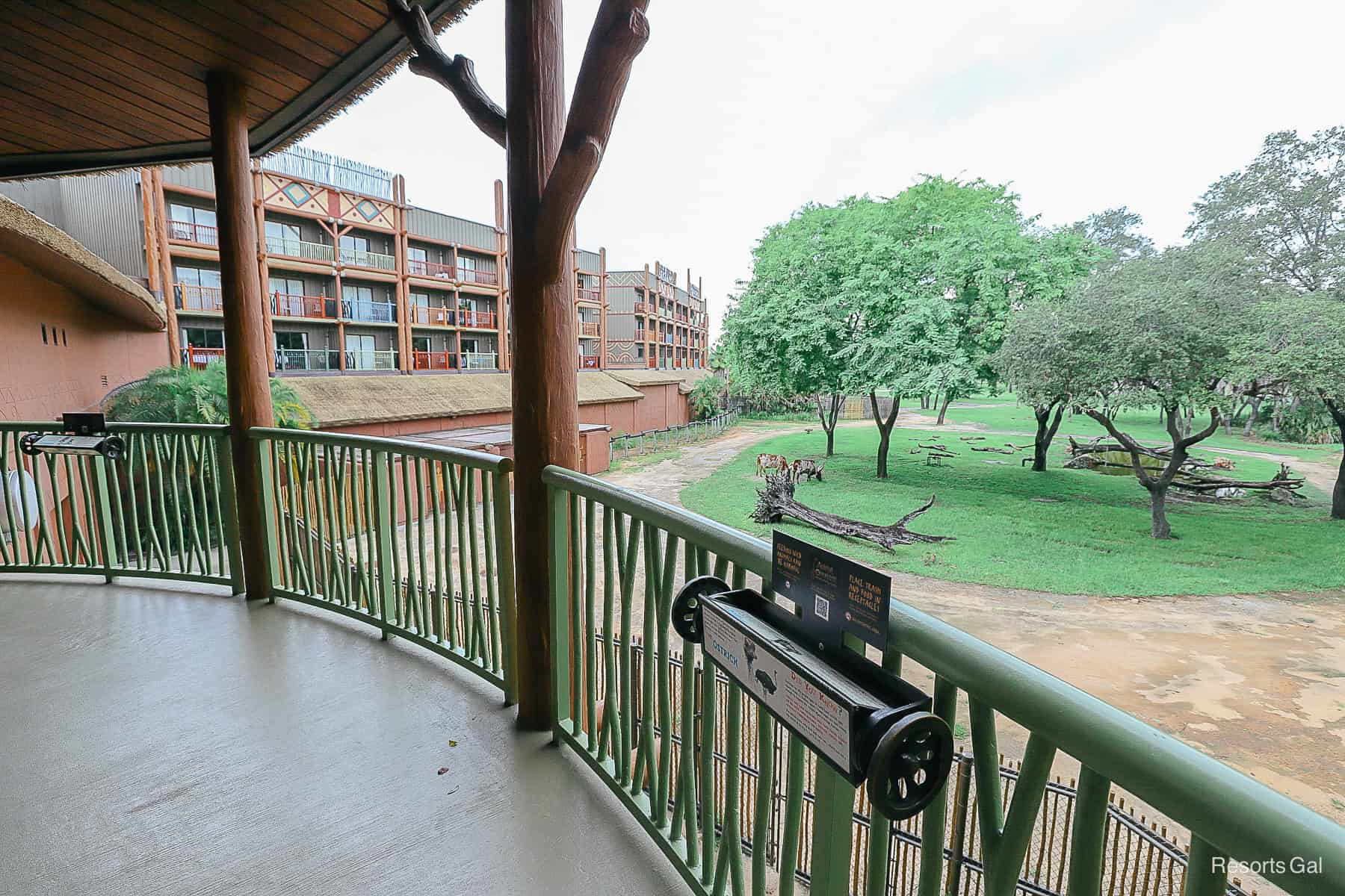 the exterior balcony and viewing area of the Sunset Overlook Lounge