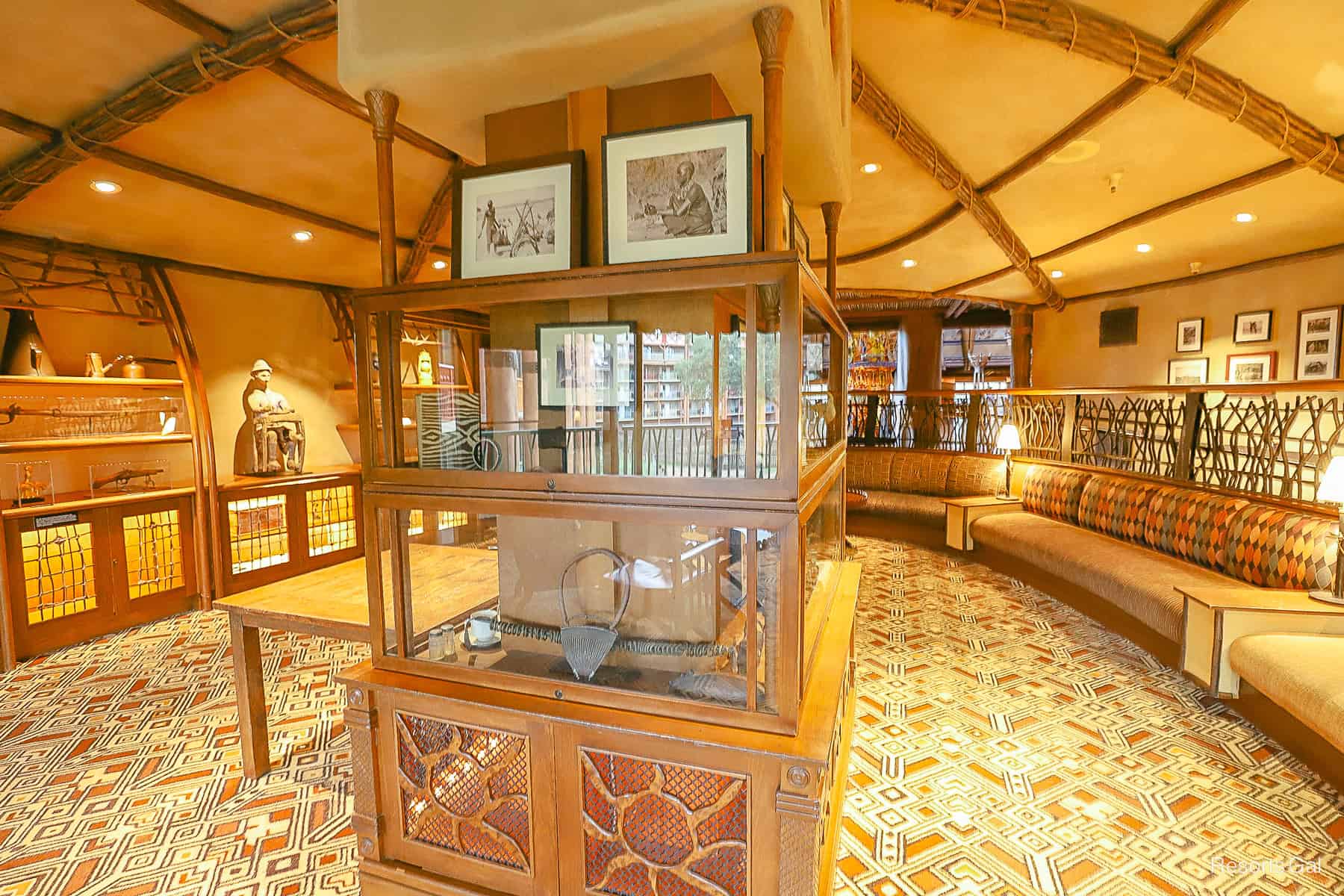 a display case with artifacts