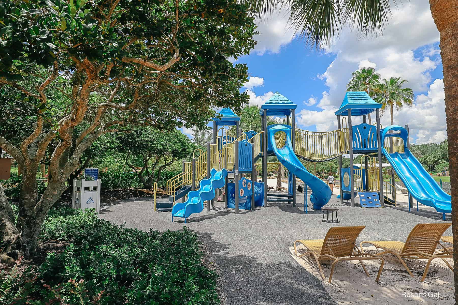 a playground near the beach at the Swan and Dolphin at Disney