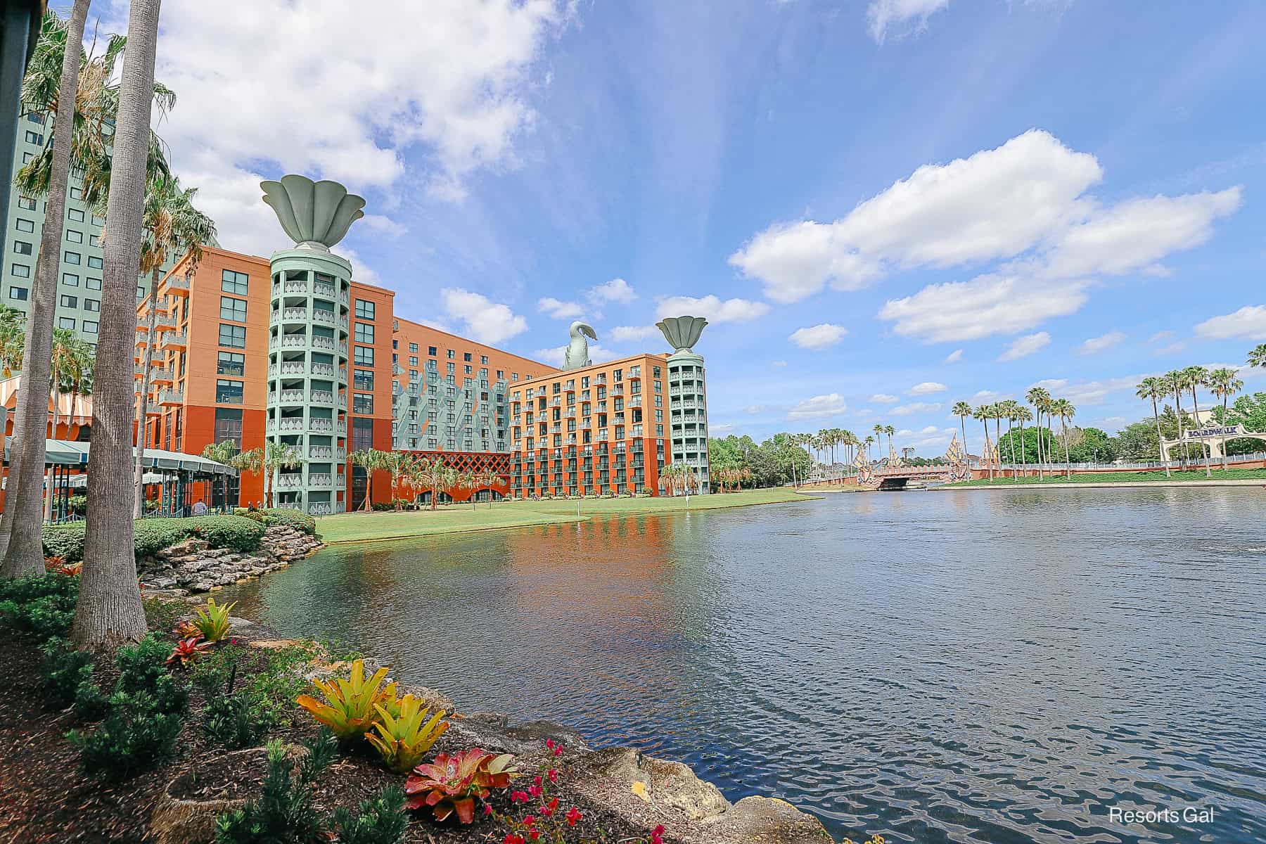 a scenic photo of the Swan and Dolphin
