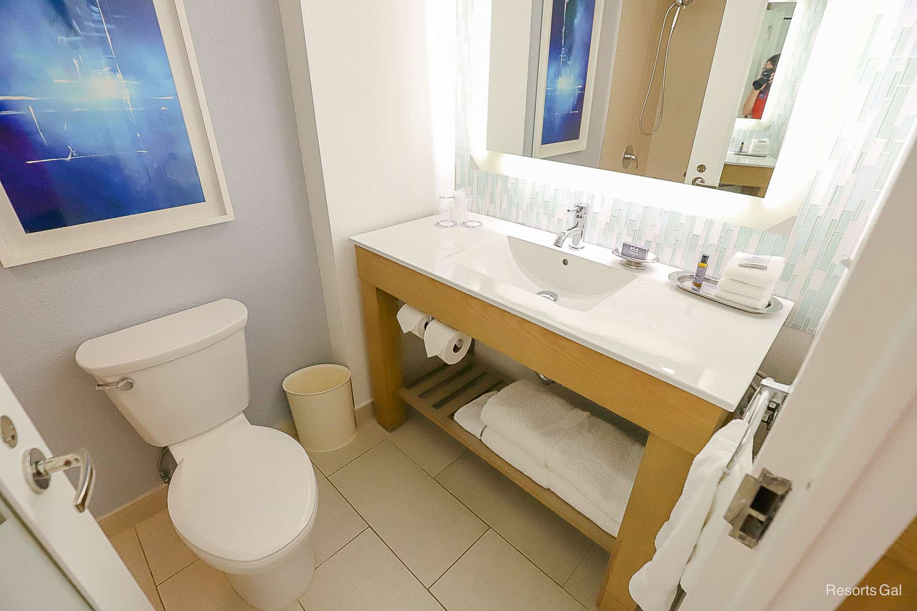the larger vanity in the water closet at the Swan Hotel 