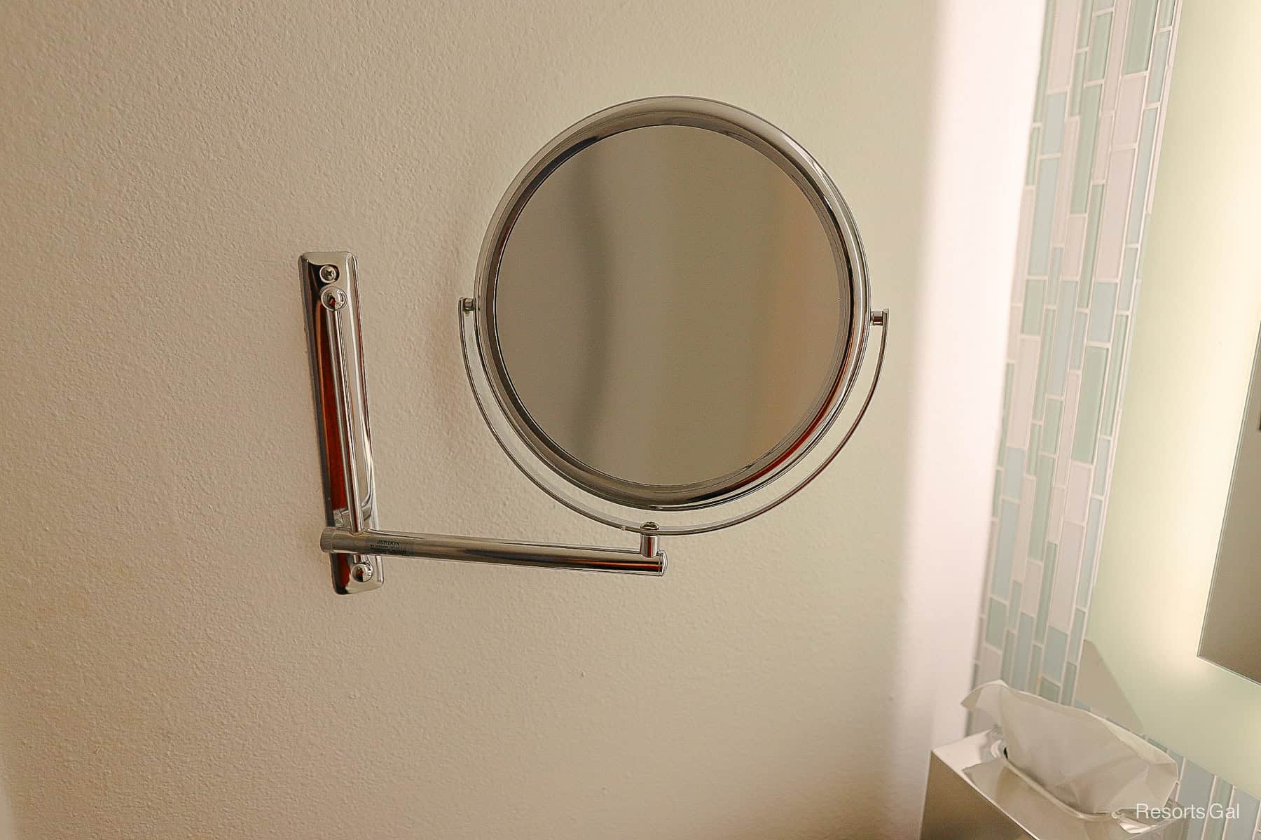 the bathroom's makeup mirror 