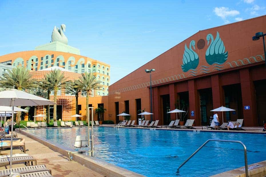 a lap pool on the Swan side of the resort 