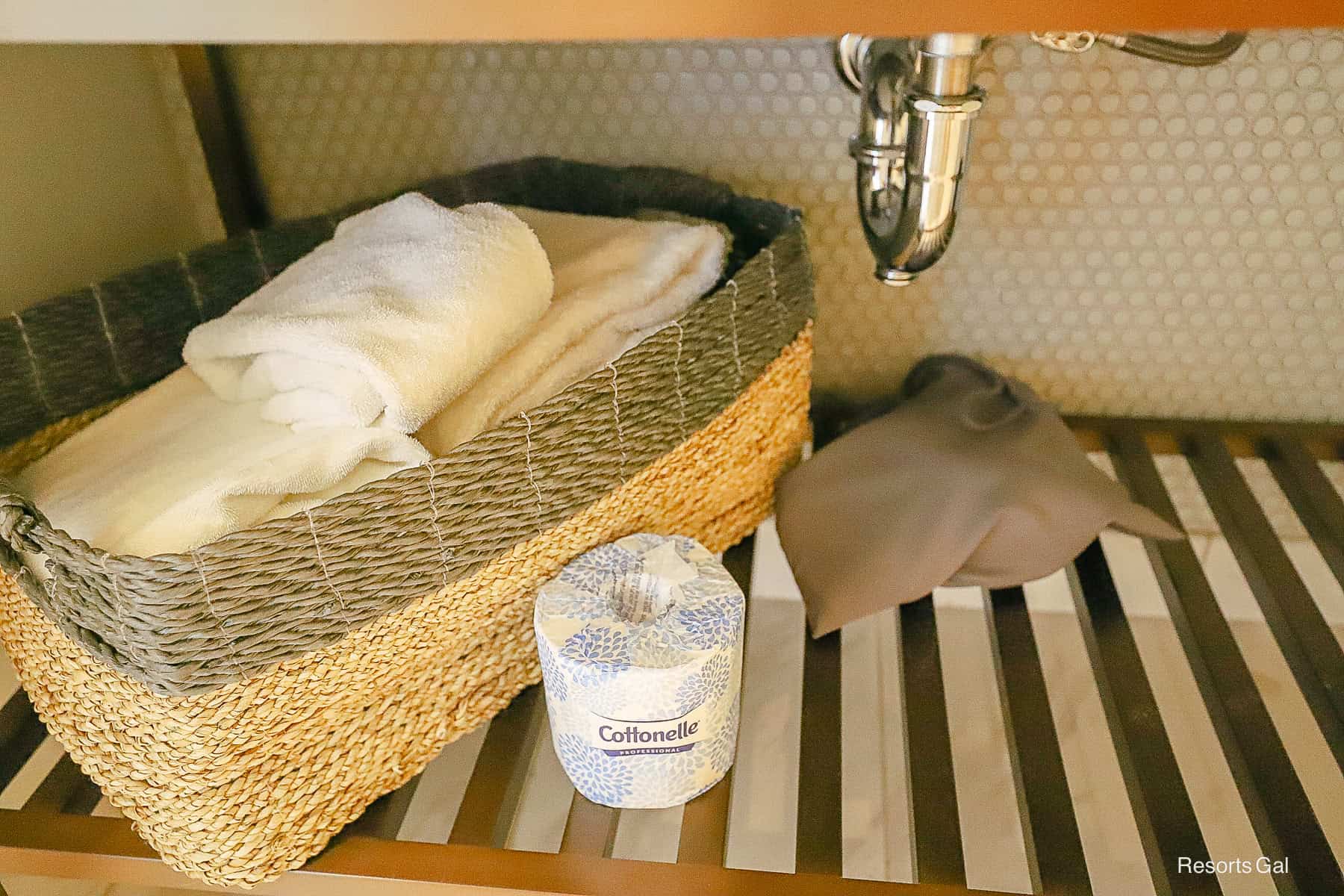 a basket with towels