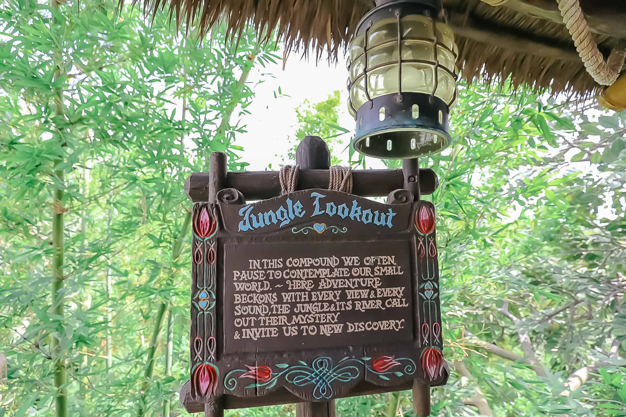 a sign that reads "Jungle Lookout" 