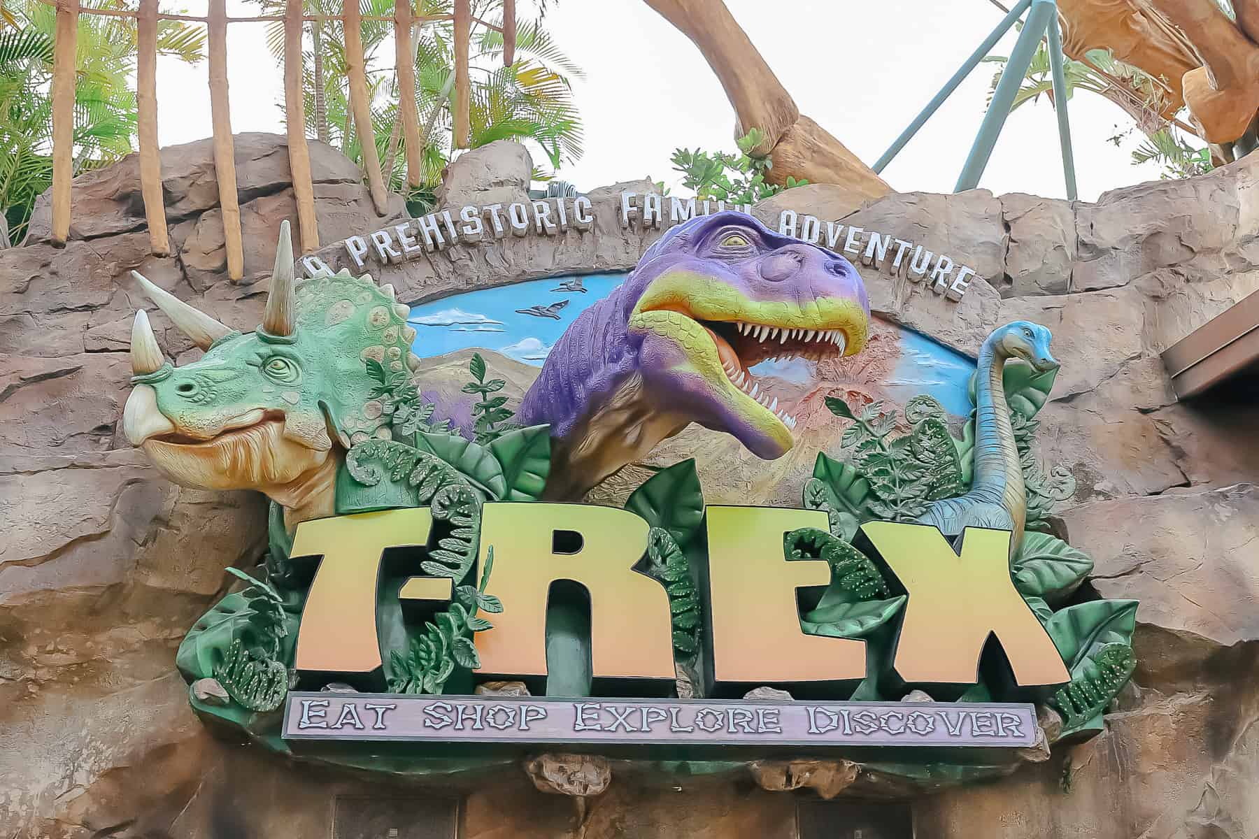 T-Rex at Disney Springs sign