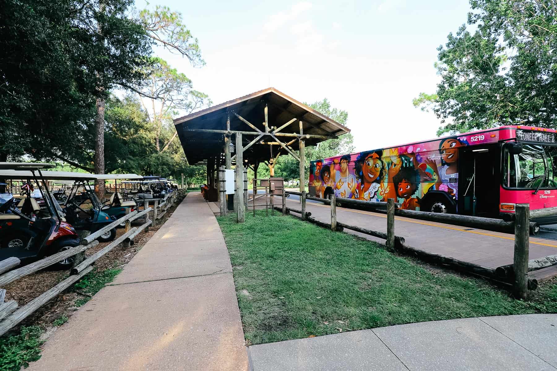 the bus stop at The Outpost at Disney's Fort Wilderness 