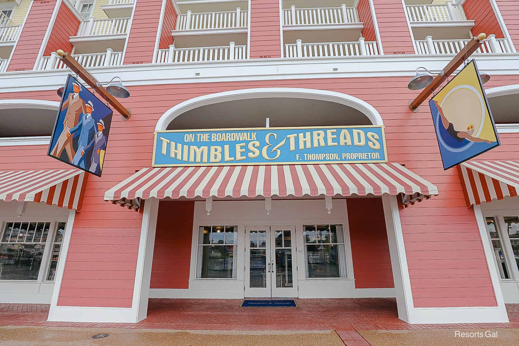 the signage for Thimbles and Threads
