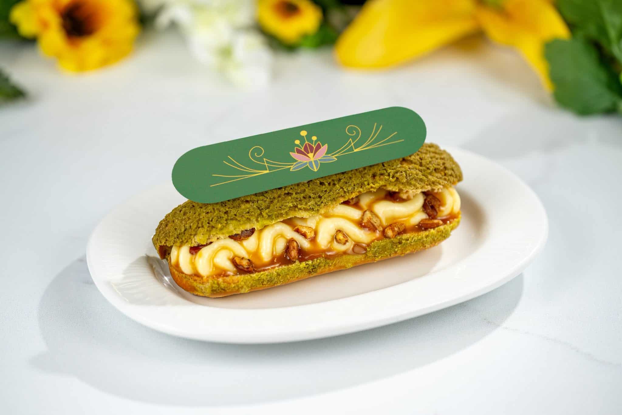 a caramel eclair that represents Tiana for World Princess Week
