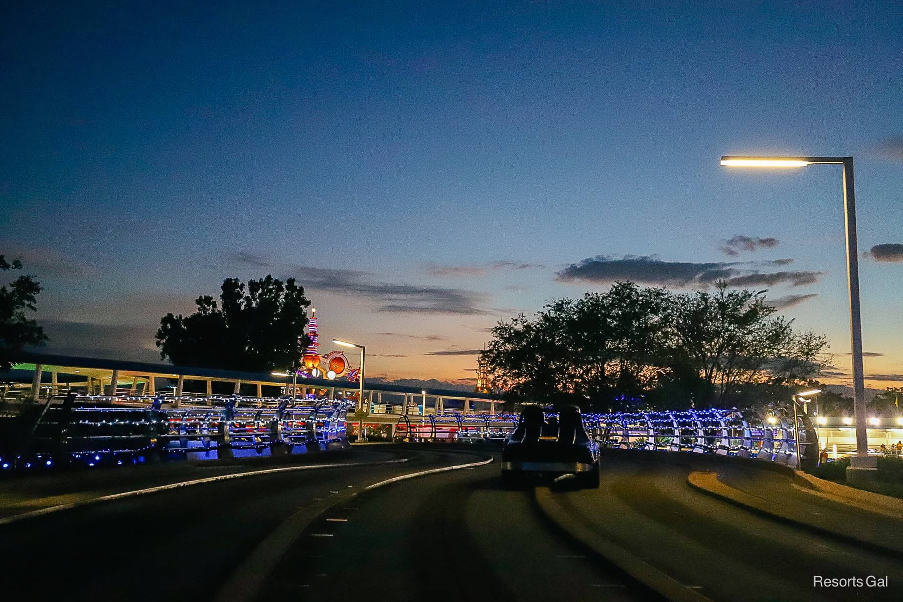 blue lights wrapped around the guard rails