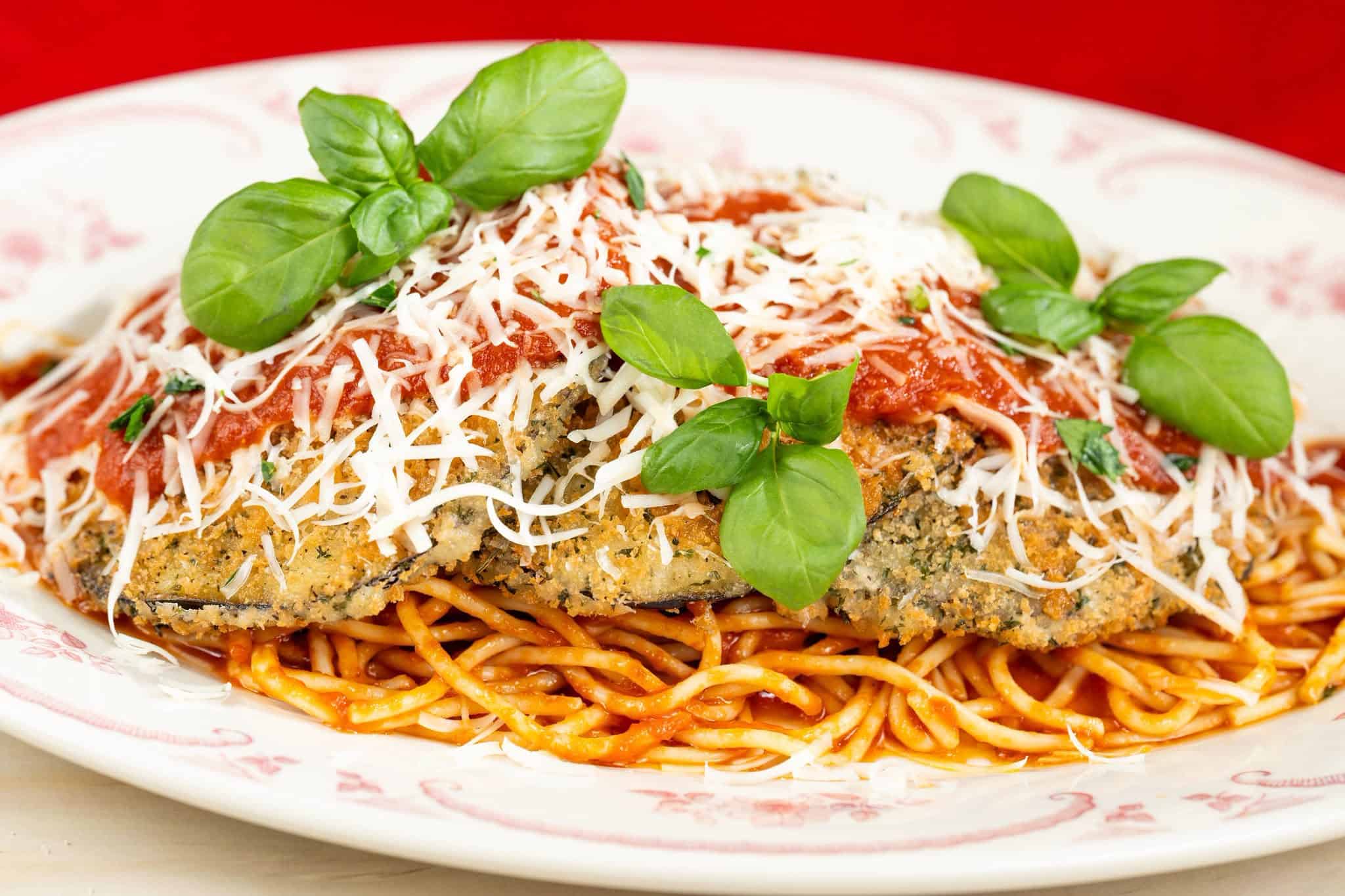 an order of Eggplant Parmigiana at Tony's Town Square Restaurant