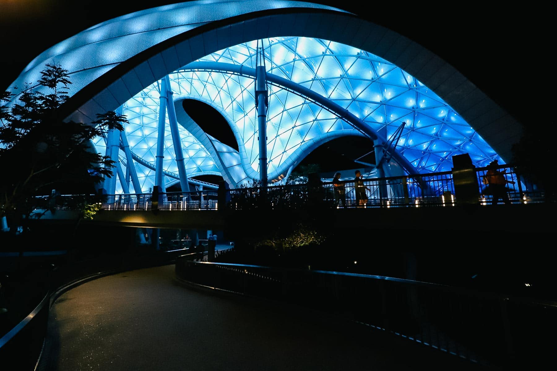 Tron Canopy after dark in Tomorrowland 