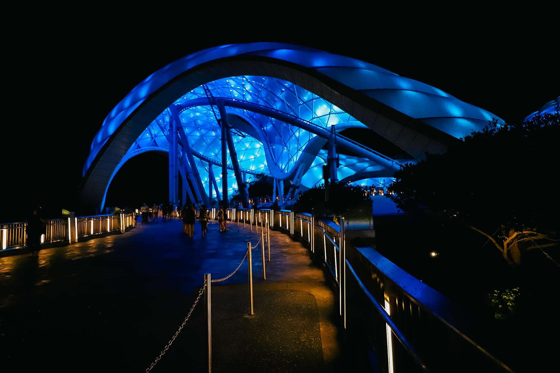 walkway up the platform to experience Tron at Magic Kingdom 