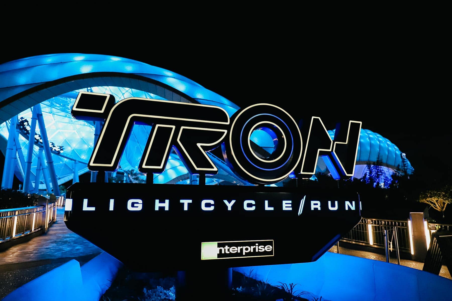 entrance sign for Tron Lightcycle Run 