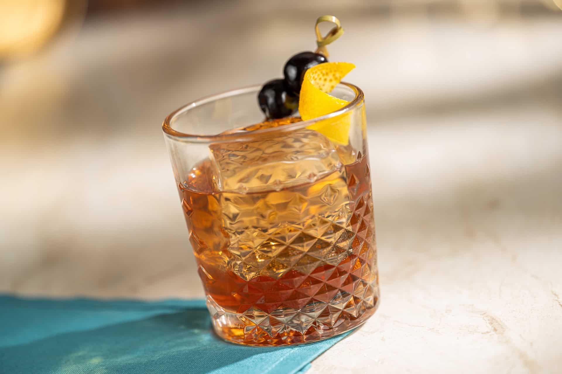 an old-fashioned from the Turf Club Bar and Grill