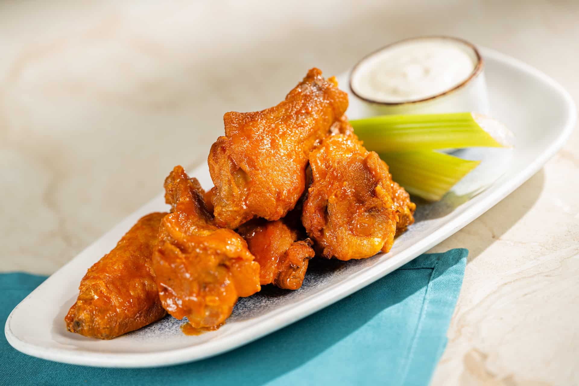 crispy chicken wings at the Turf Club Bar and Grill