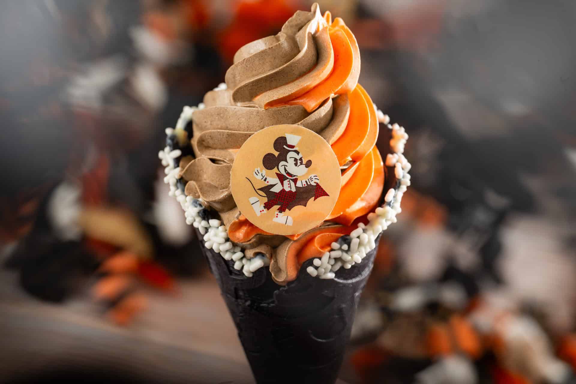 a swirl Halloween cone for Disney Springs during Halloween