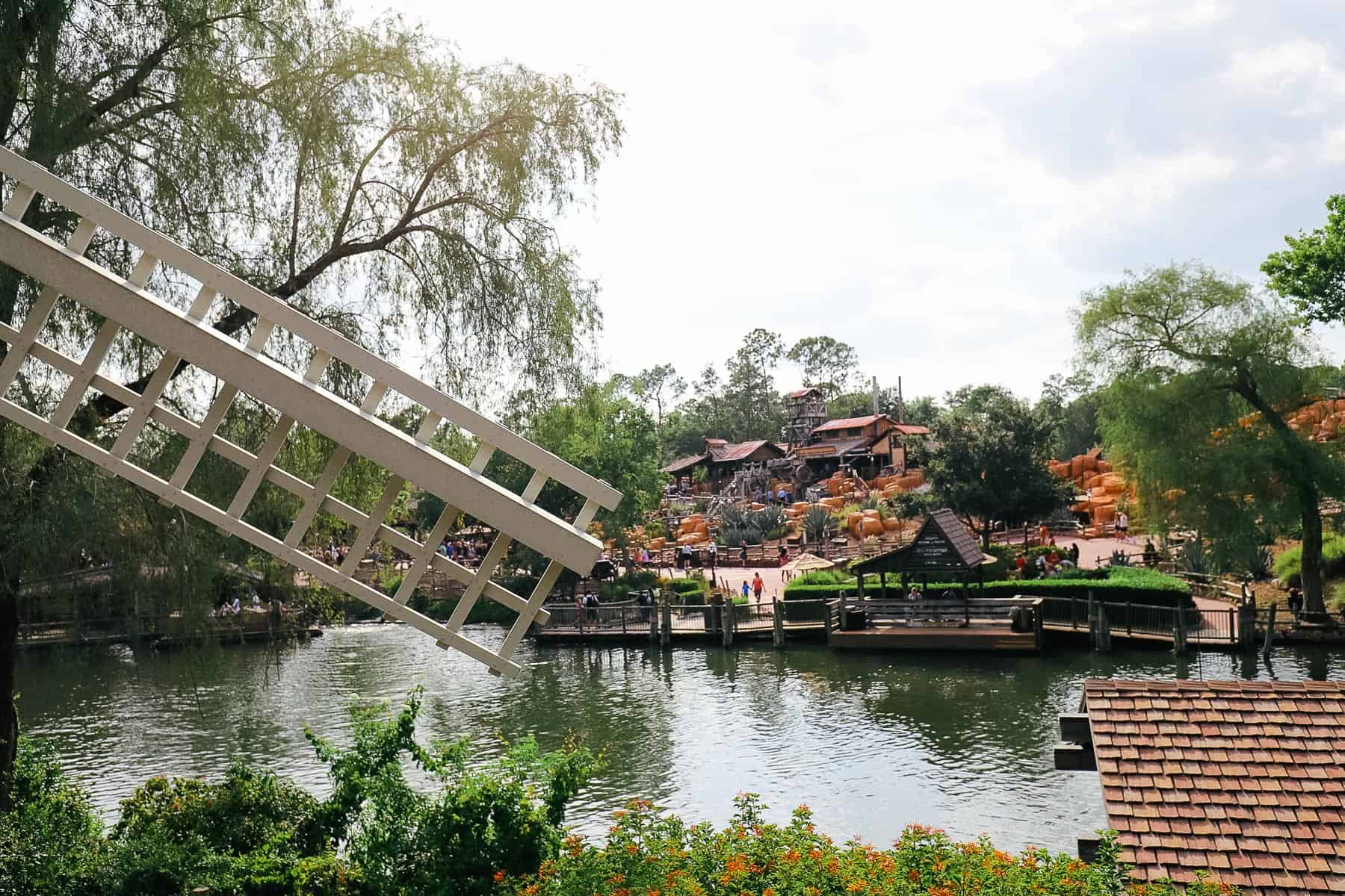 A view from Tom Sawyer Island to the raft entrance on the other side of the river. 