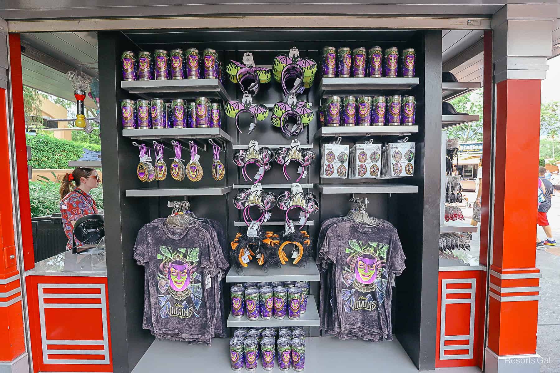 a display featuring various villains merchandise