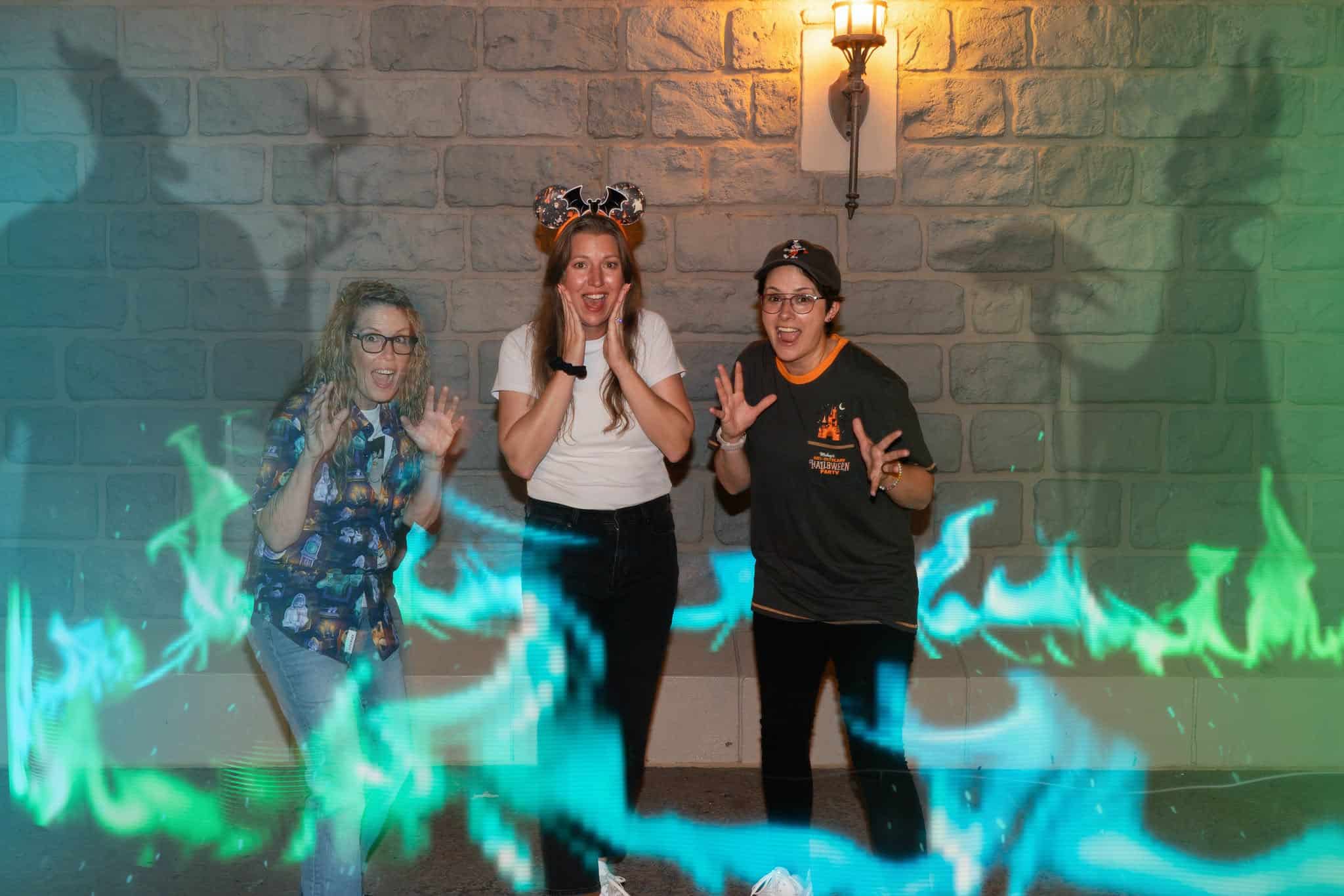 shadows of villains with guests Magic Shots at Not So Scary Halloween Party (Hades and Maleficent)