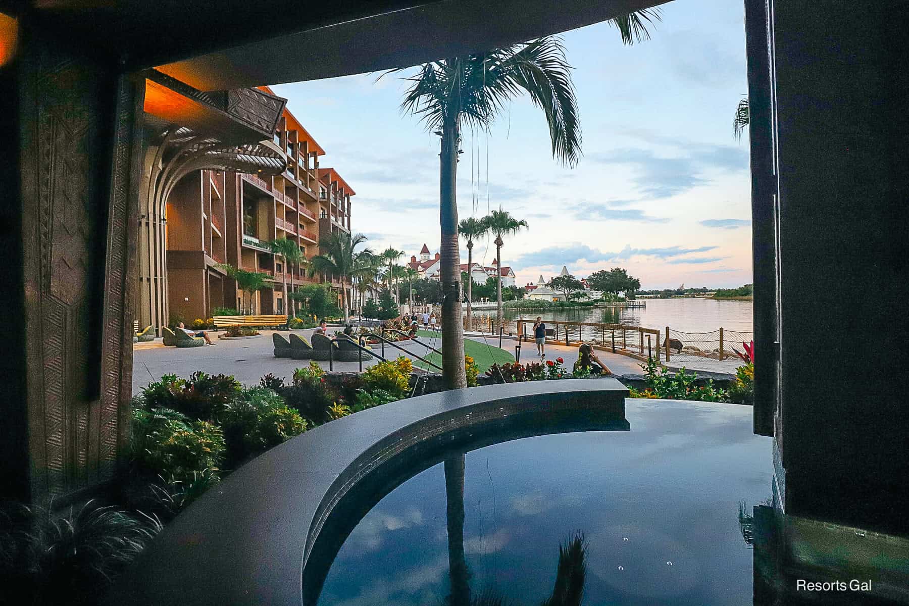 a view of Seven Seas Lagoon at Sunset from Wailulu Bar and Grill 
