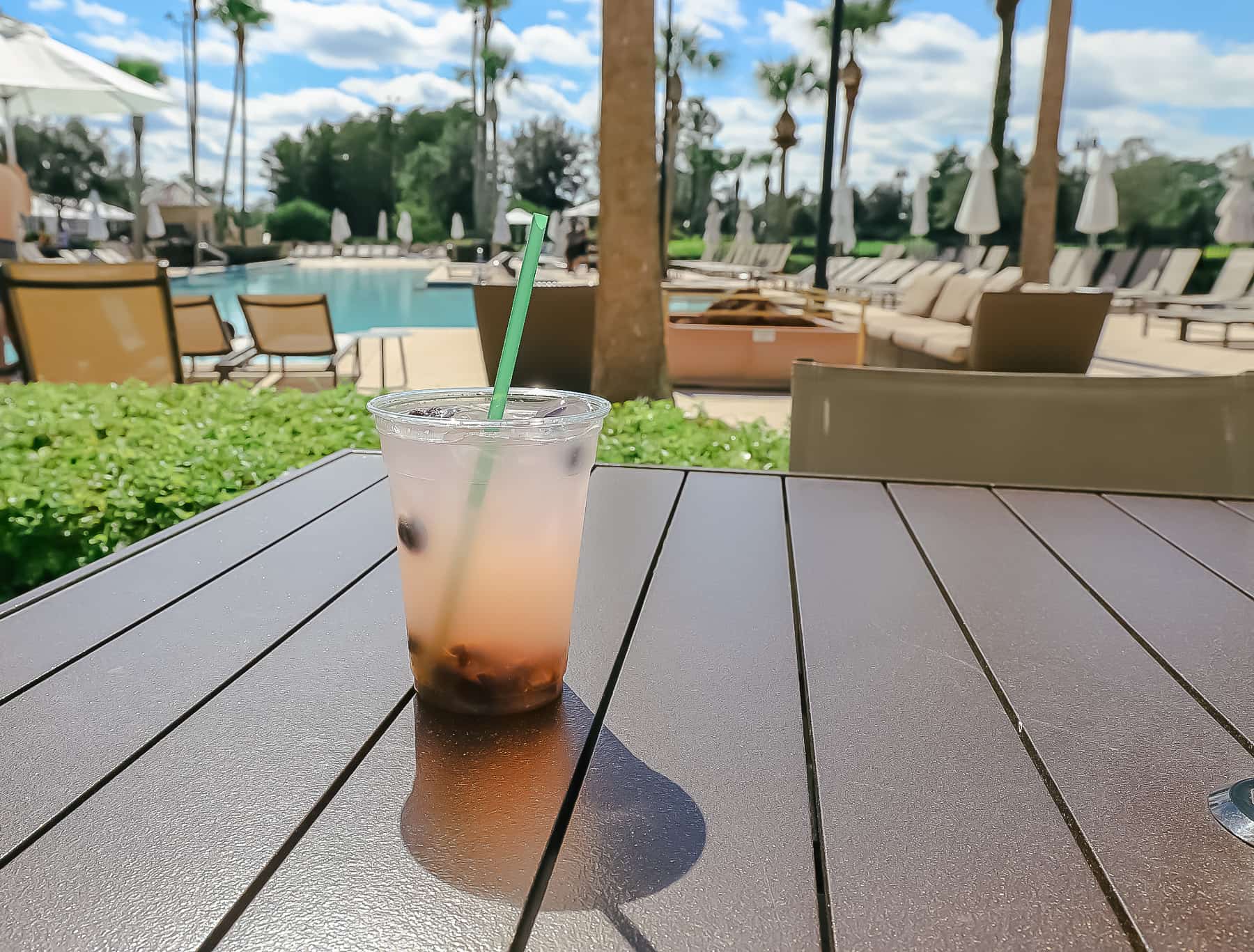 Lemon blueberry drink at the pool bar Waldorf Astoria 