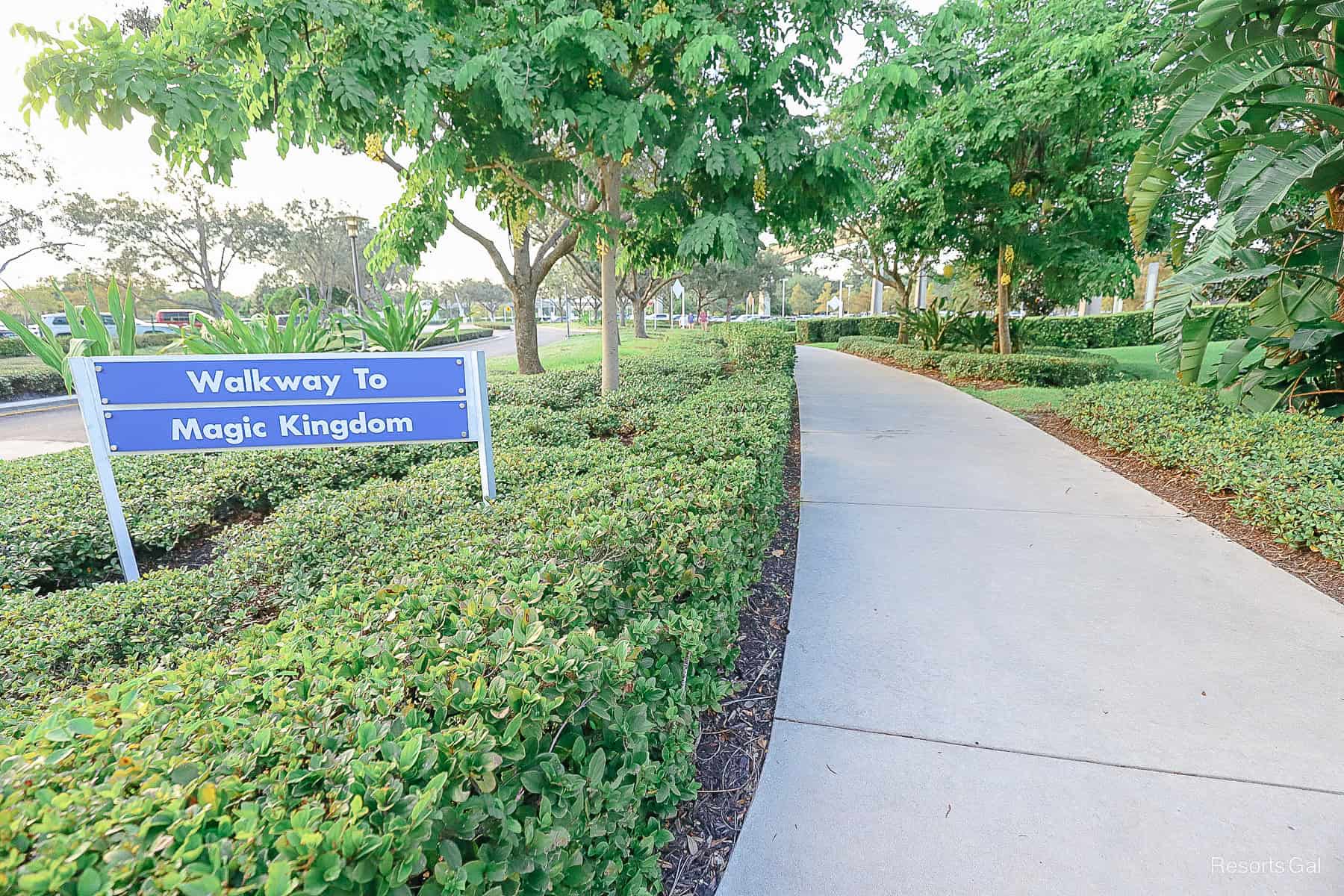 a walk to a theme park from a resort