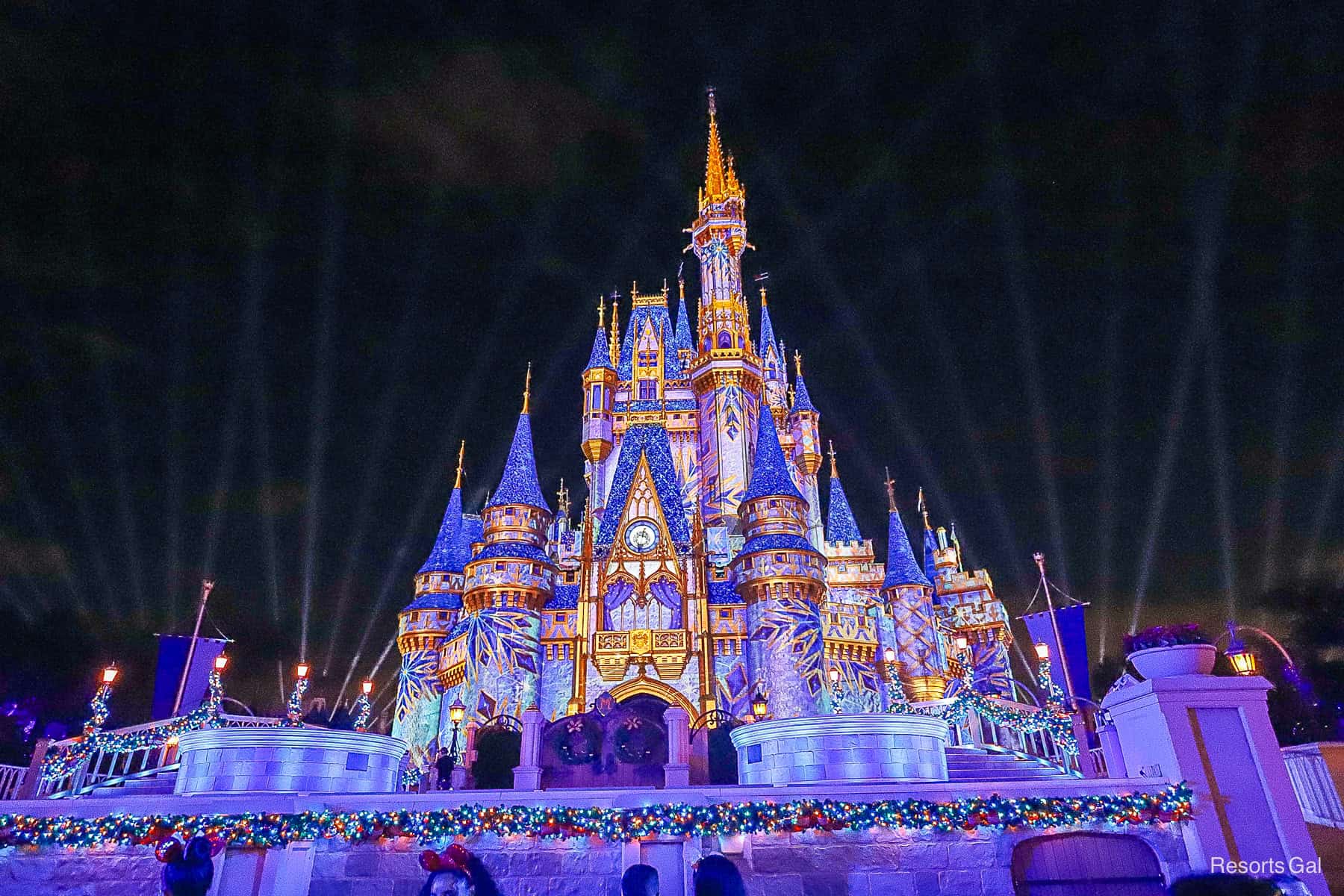 Cinderella Castle with Christmas projections