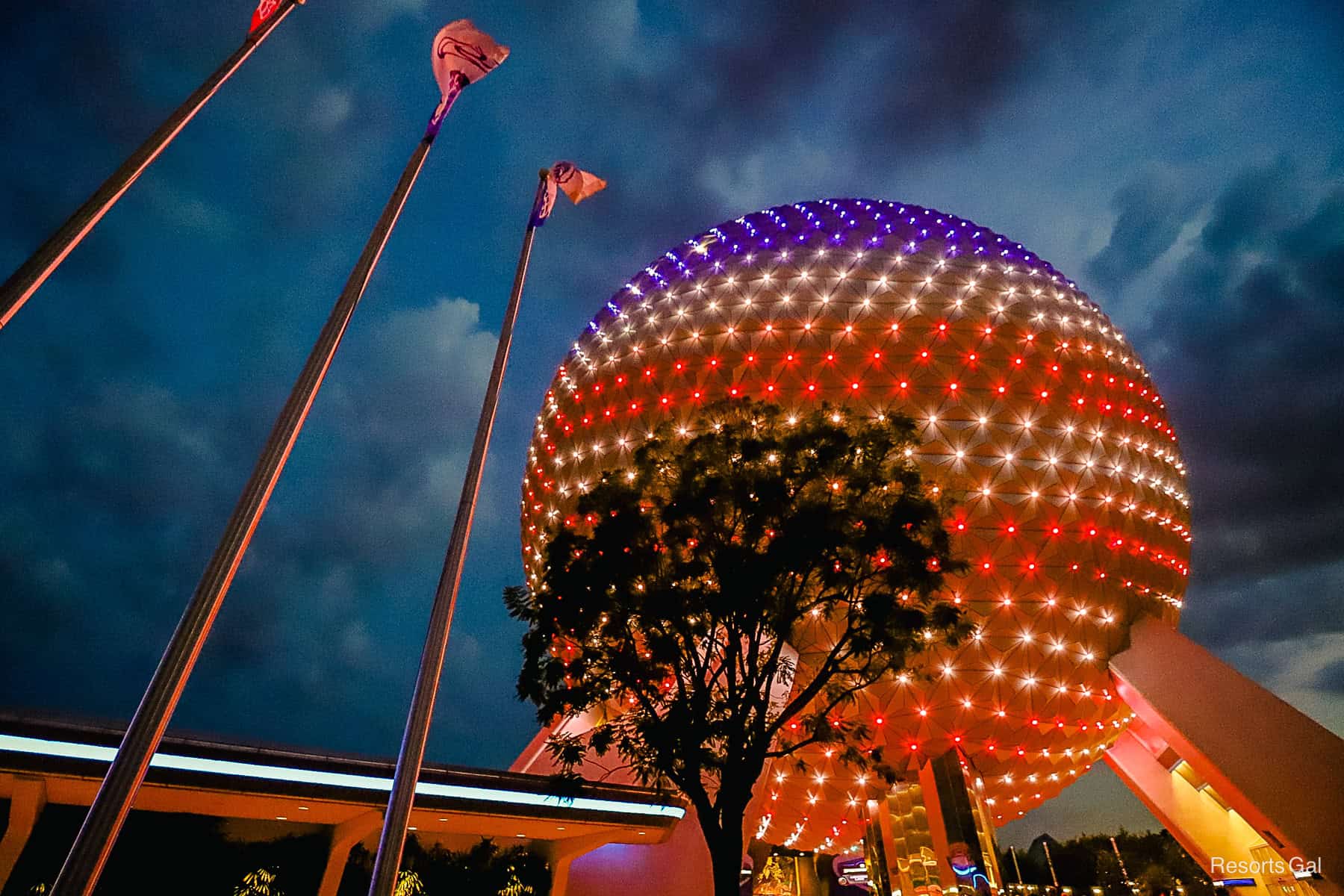 Spaceship Earth with stars and stripes to celebrate the 4th of July 
