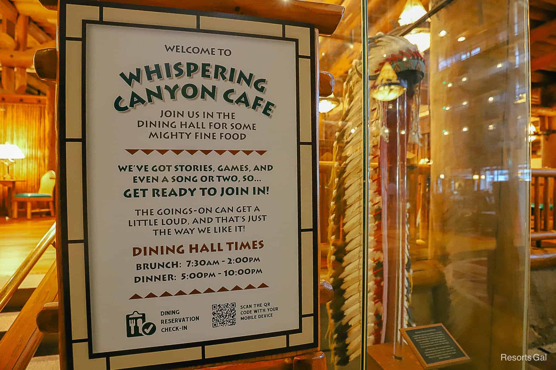 a sign that welcomes guests to Whispering Canyon Cafe 