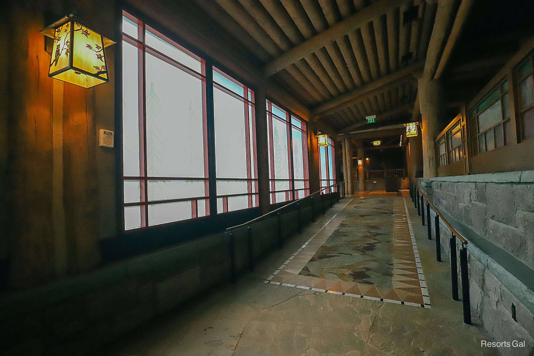 the windows of the Wilderness Lodge are frosted during the construction work