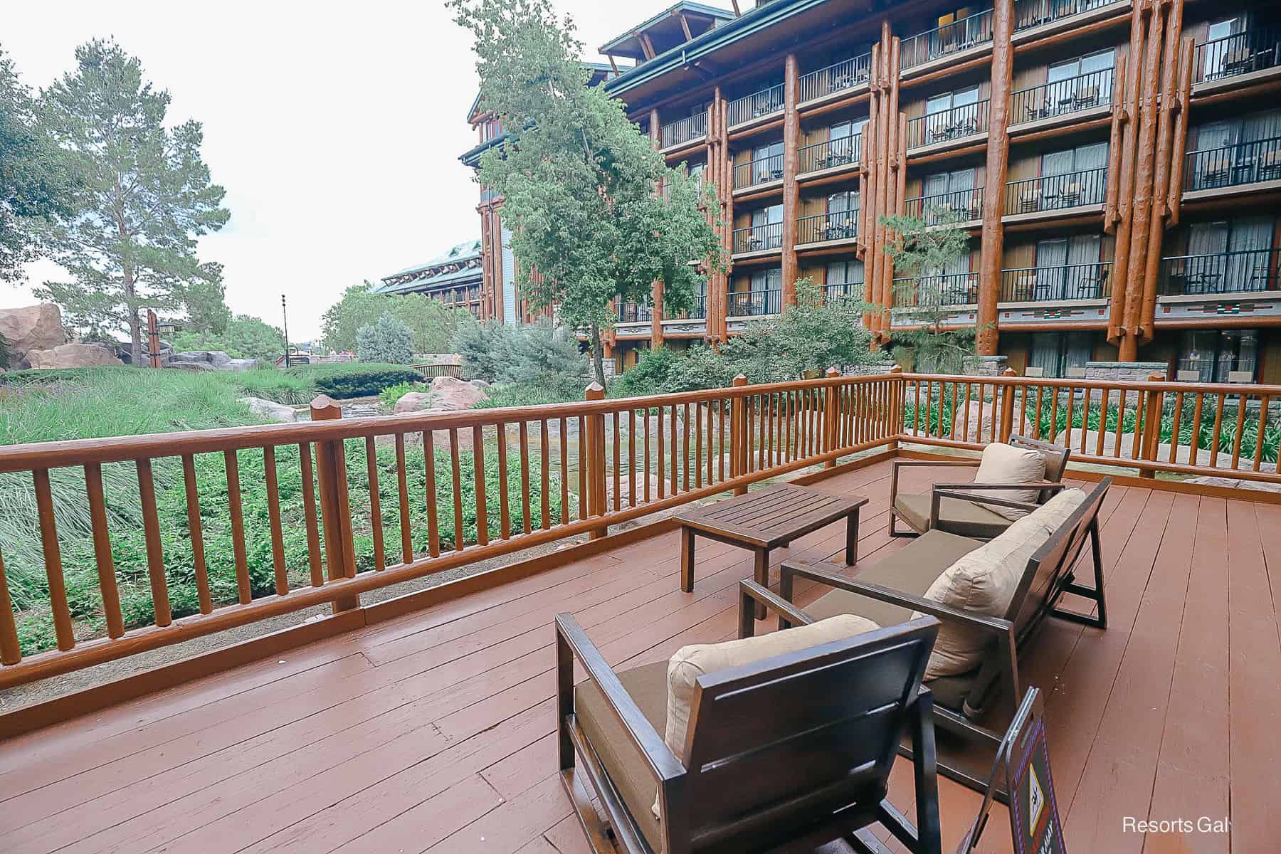 furniture on the patio of the Wilderness lodge