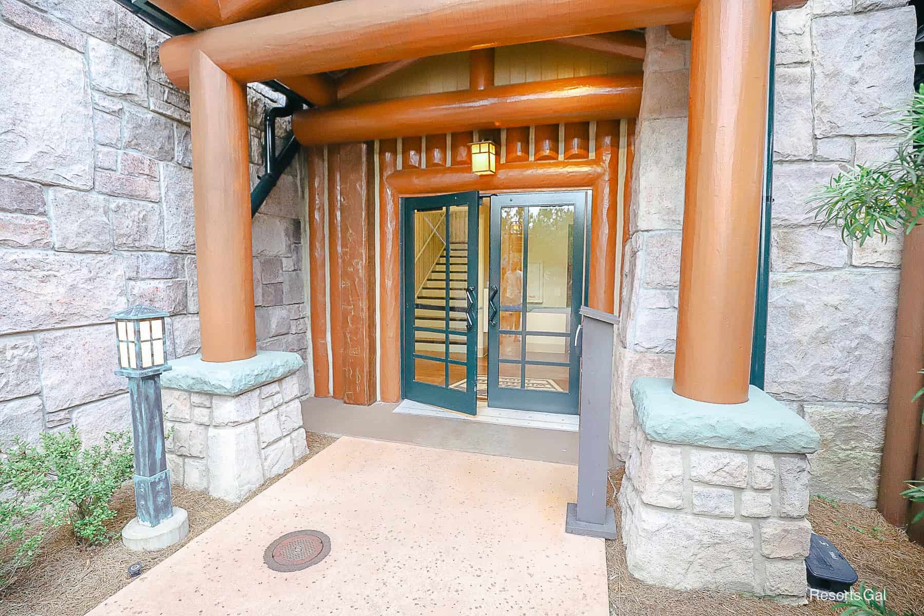 the secondary entrance to the Wilderness Lodge