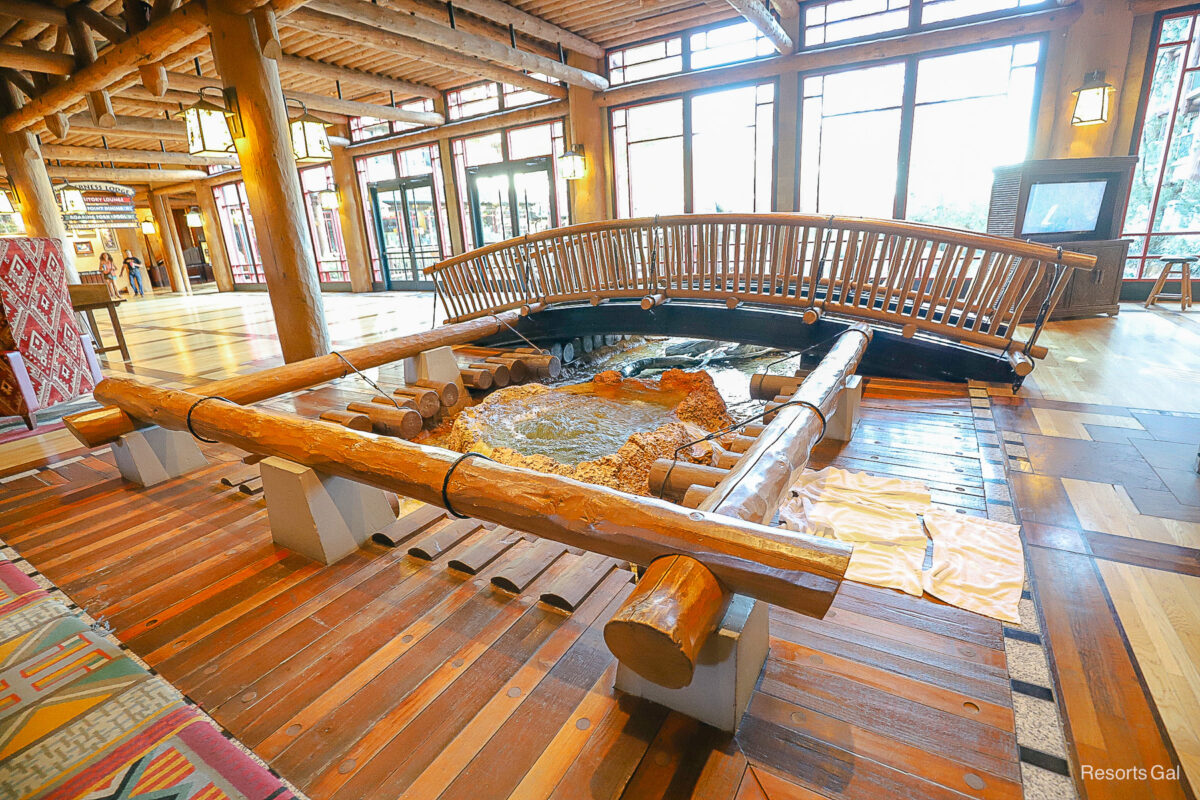 bridge over Copper Creek Springs in the lobby