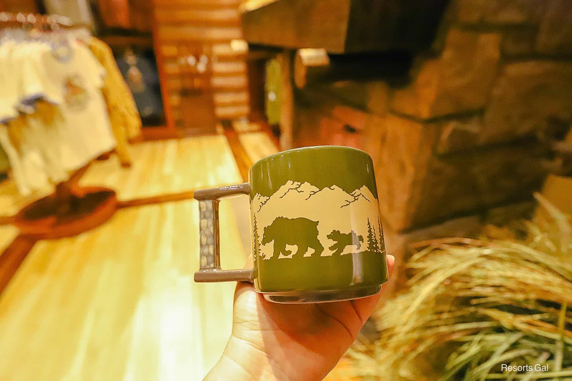 the back side of the Wilderness Lodge mug shows a bear scene