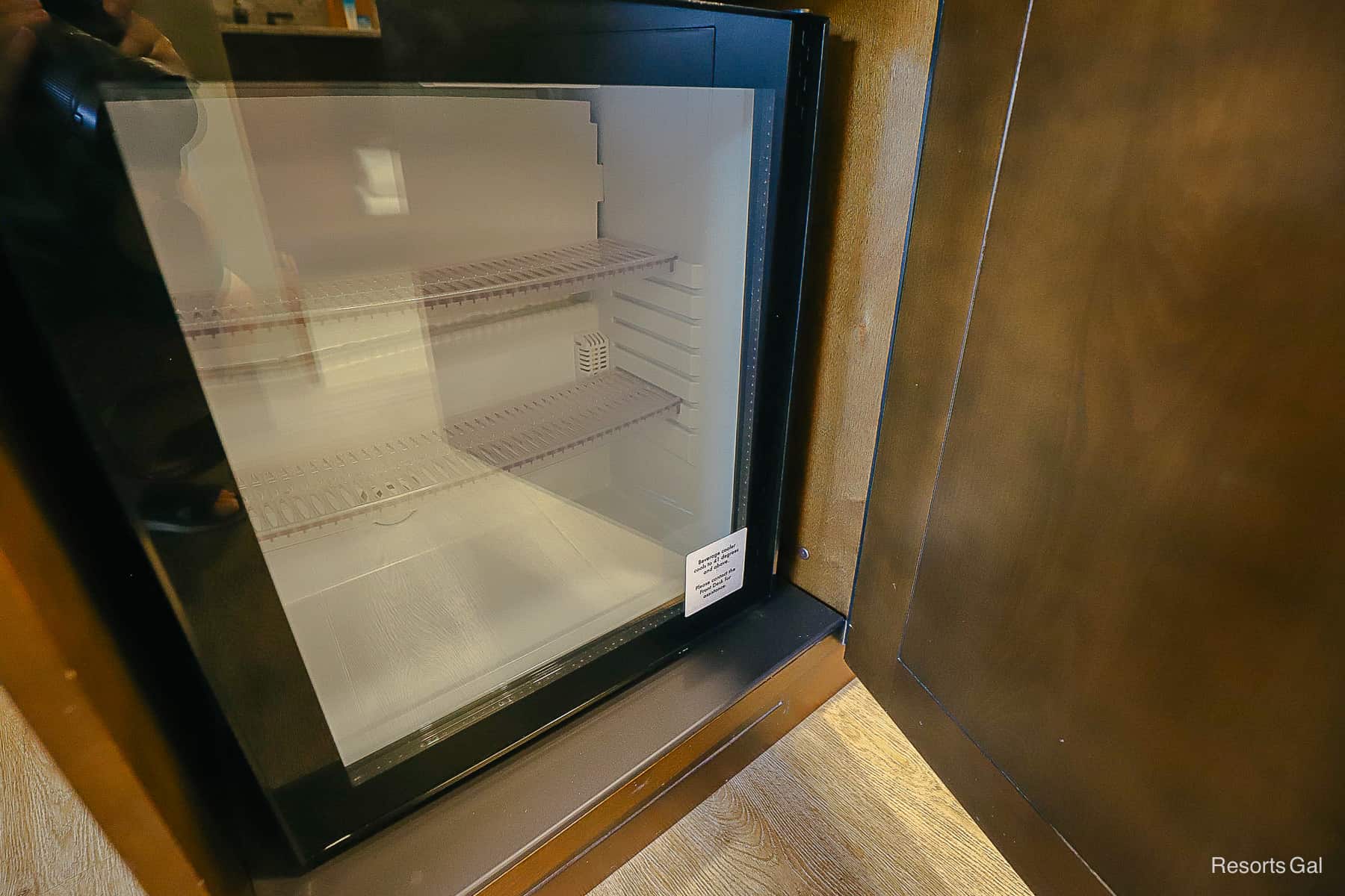 a small beverage cooler in Wilderness Lodge standard guest room