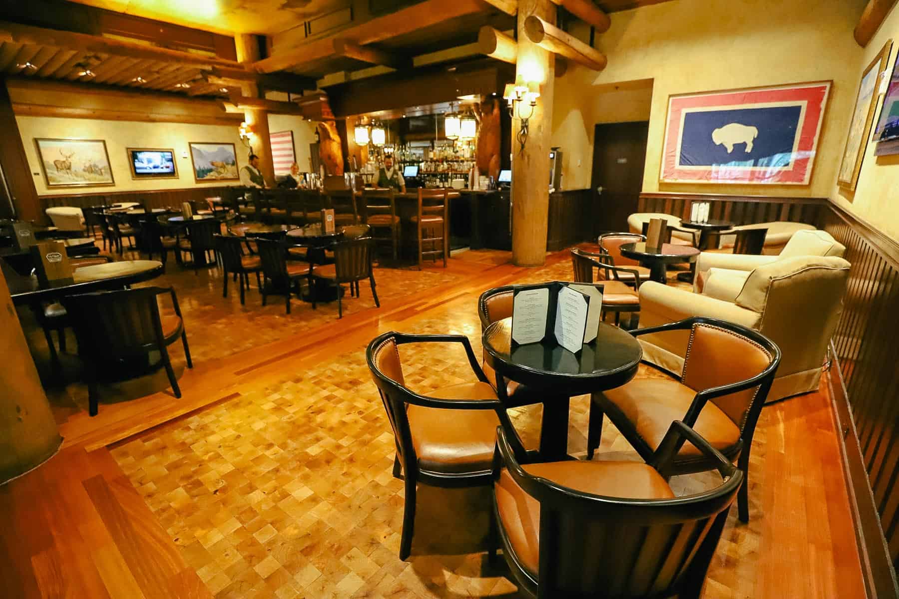 the interior of Territory Lounge with tables and chairs 